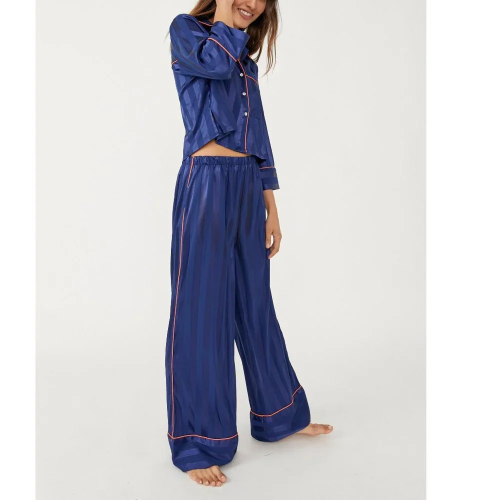 🎉LAST CHANCE🎉 NWT Free People Pajama Party Sleep Set / Navy Peony - Picture 2 of 6